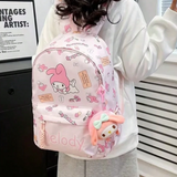 Sanrio حقيبة ظهر سانريو، حقيبة أنيقة كاواييي، حقيبة ظهر نسائية بألوان متباينة، حقيبة خارجية قابلة للطي سعة كبيرة