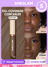 SHEGLAM خافي العيوب Like Magic 12Hr Full Coverage Concealer-خافي عيوب سائل مطفي من الكتان يدوم طويلاً ومصحح للون وخفيف الوزن ومرطب يدوم طوال اليوم وخافي عيوب علامة تجارية جمال مكياج مستحضرات تجميل للنساء الفتيات مثالي لفصل الخريف الشتاء مثالي ل- Y2K أزياء