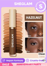 SHEGLAM خافي العيوب Like Magic 12Hr Full Coverage Concealer-خافي عيوب سائل مطفي من الكتان يدوم طويلاً ومصحح للون وخفيف الوزن ومرطب يدوم طوال اليوم وخافي عيوب علامة تجارية جمال مكياج مستحضرات تجميل للنساء الفتيات مثالي لفصل الخريف الشتاء مثالي ل- Y2K أزياء